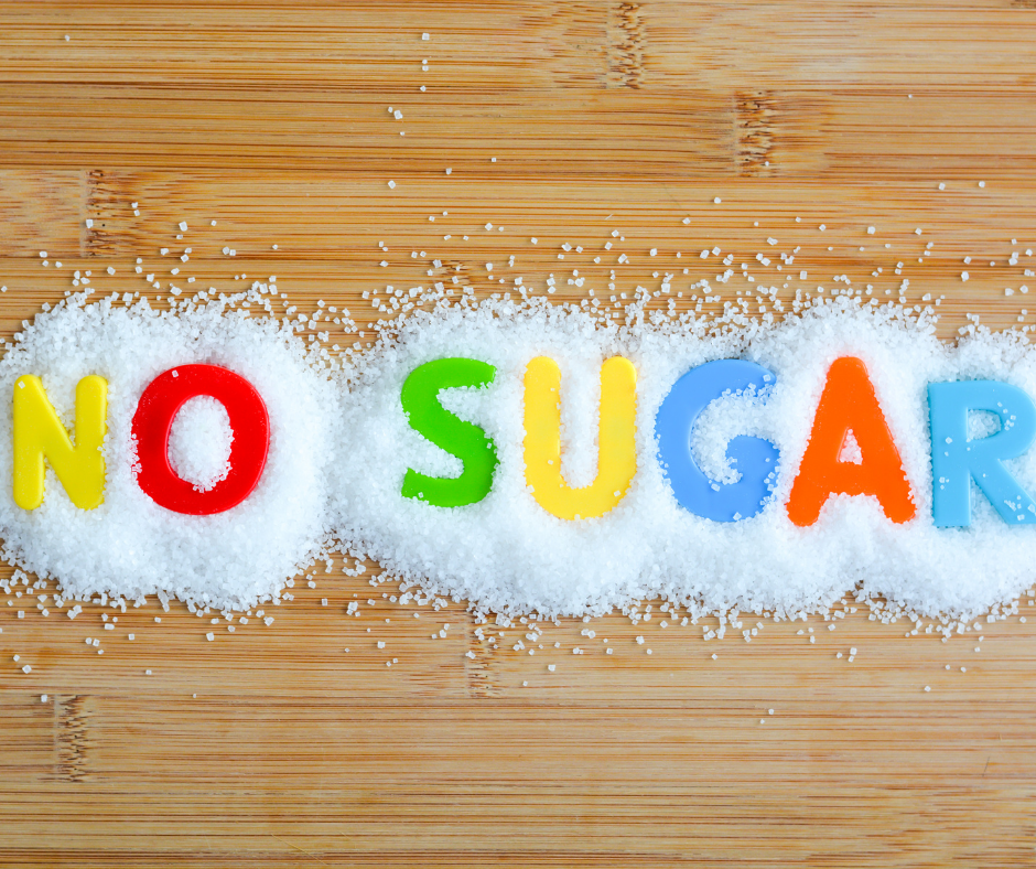 The words no sugar with the sugar surrounding them