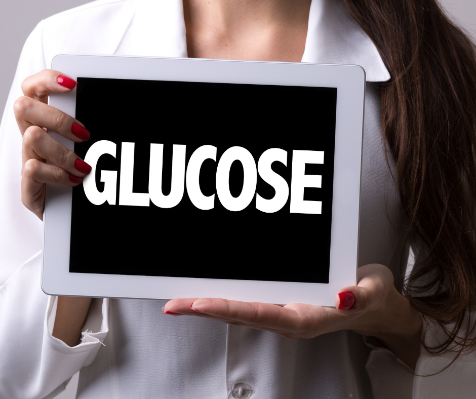 The word glucose on an ipad