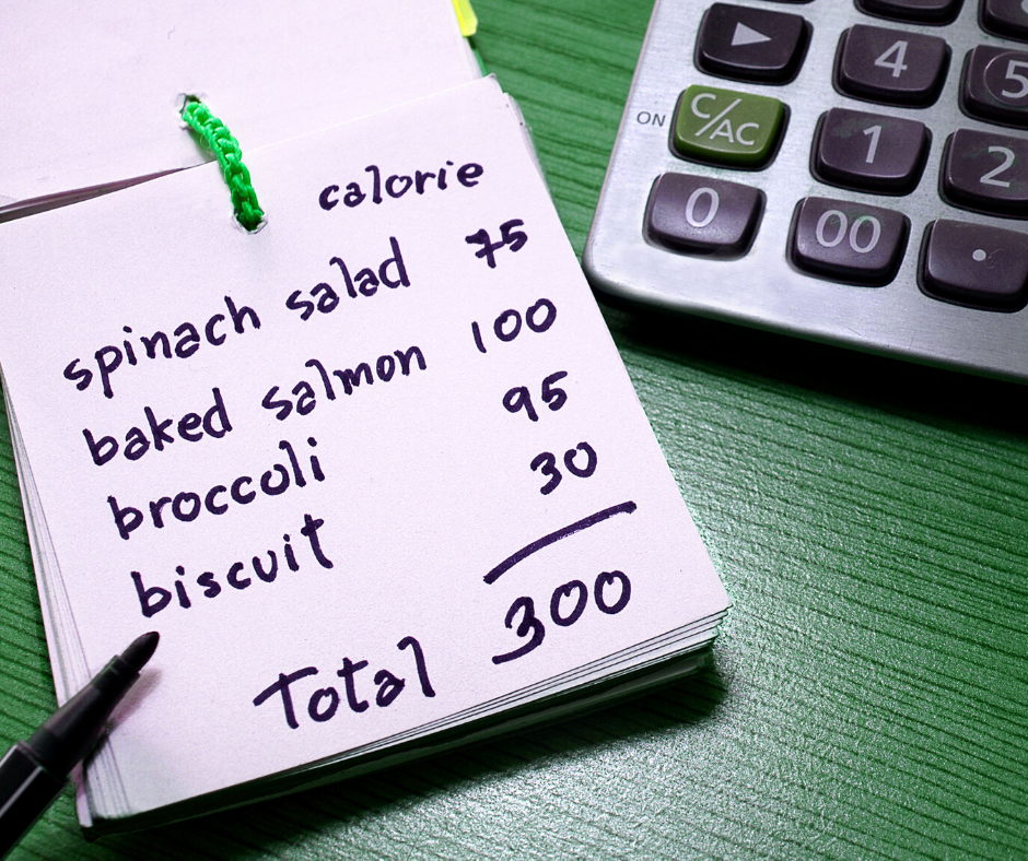 A tally of calorie numbers, like you would do on a calorie in-calorie out diet